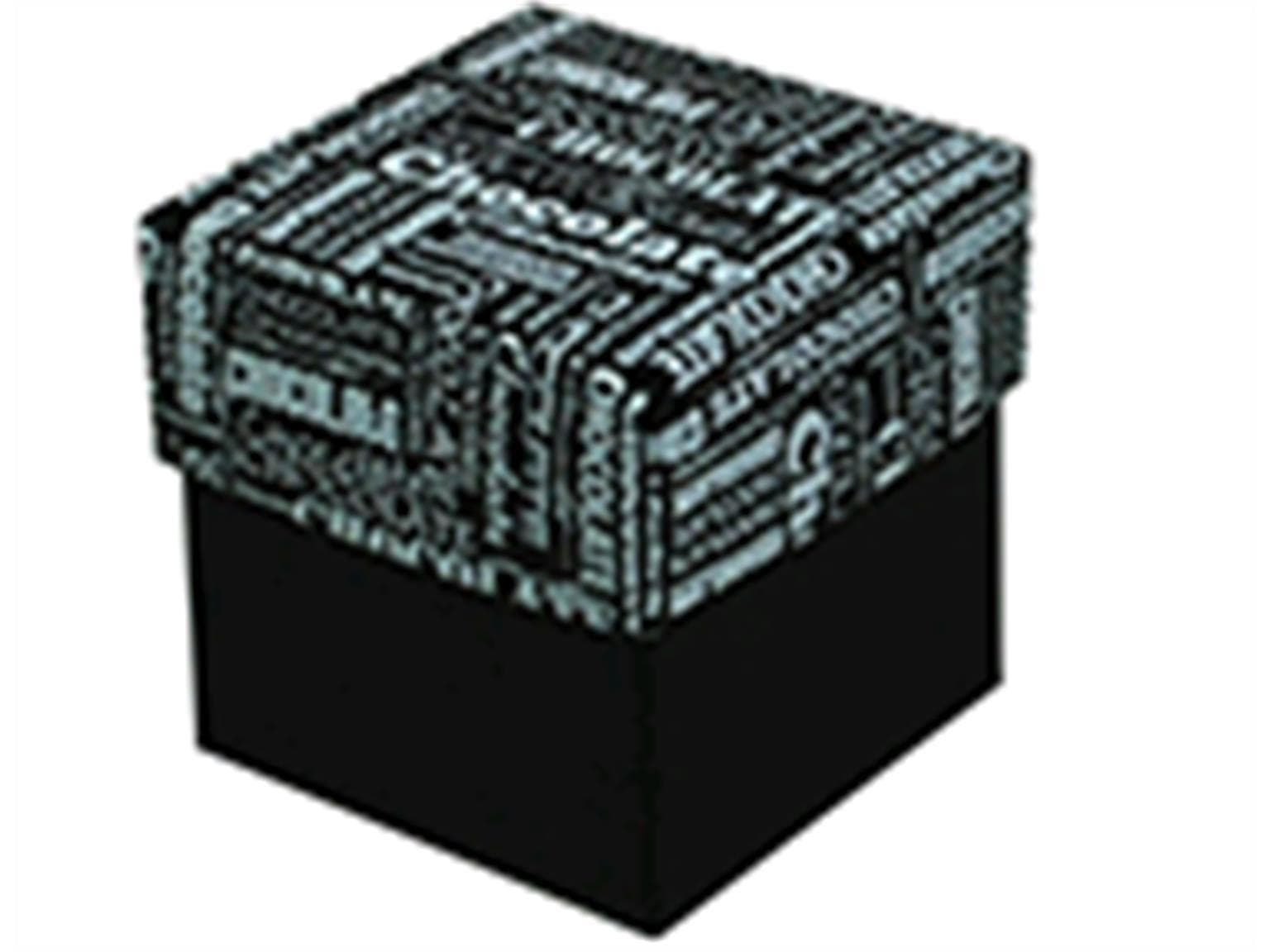 Kubus 4 pralines, schwarz, Black&White 50x50/50mm, flach geliefert