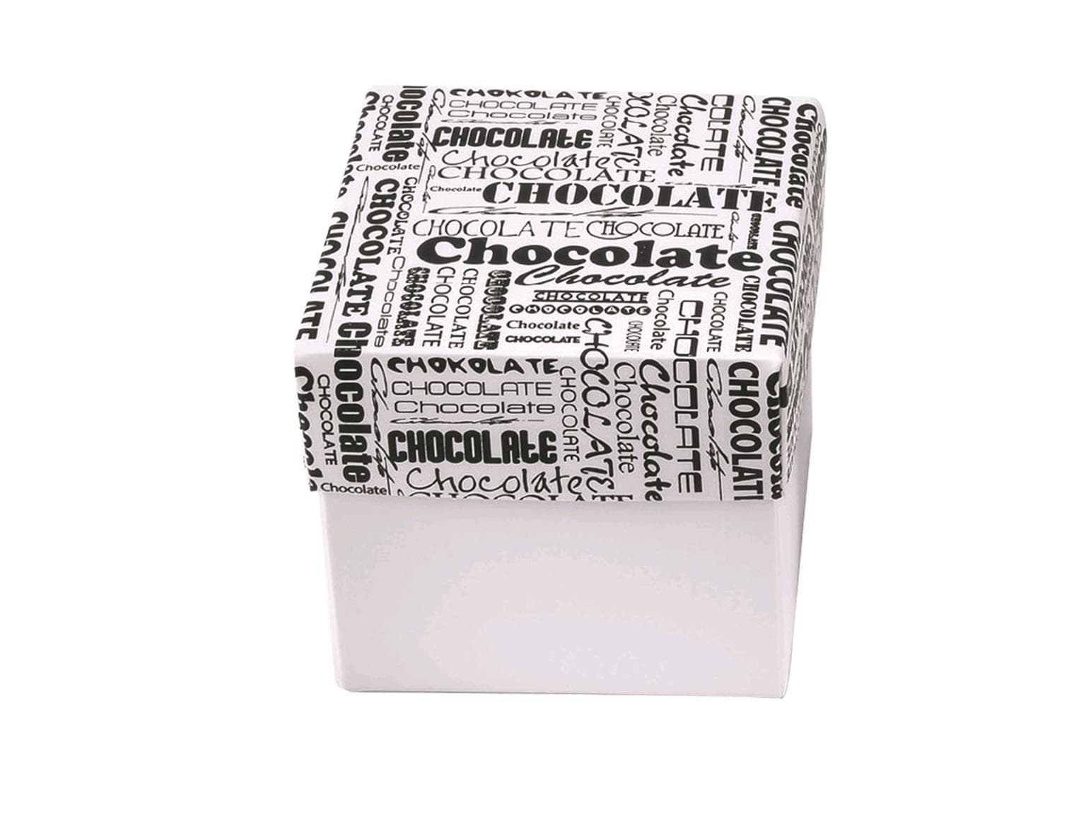 Kubus 4 pralines, weiss, Black&White 50x50/50mm, flach geliefert