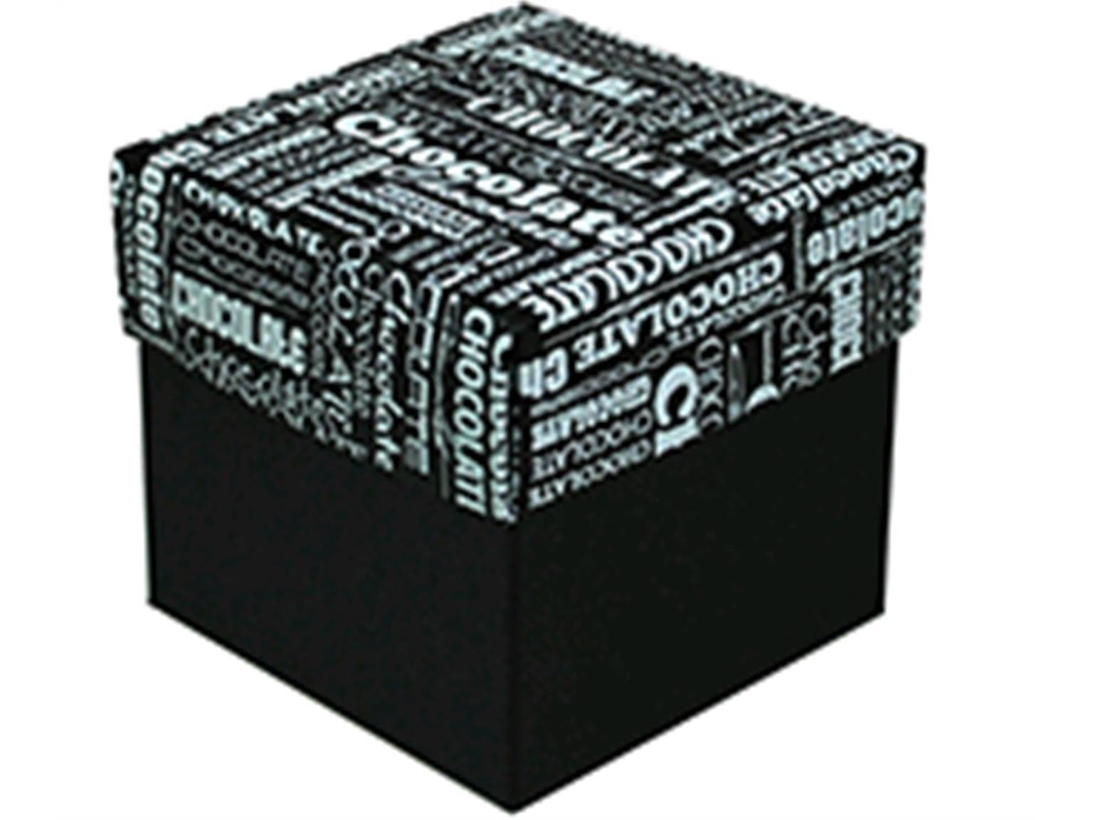 Kubus 250 gr, schwarz, Black&White 80x80/75mm, flach geliefert