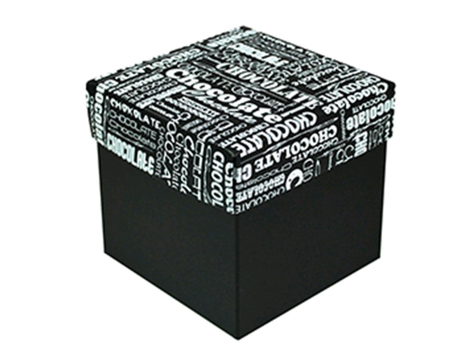 Kubus 500 gr, schwarz, Black&White 100x100/95mm, flach geliefert