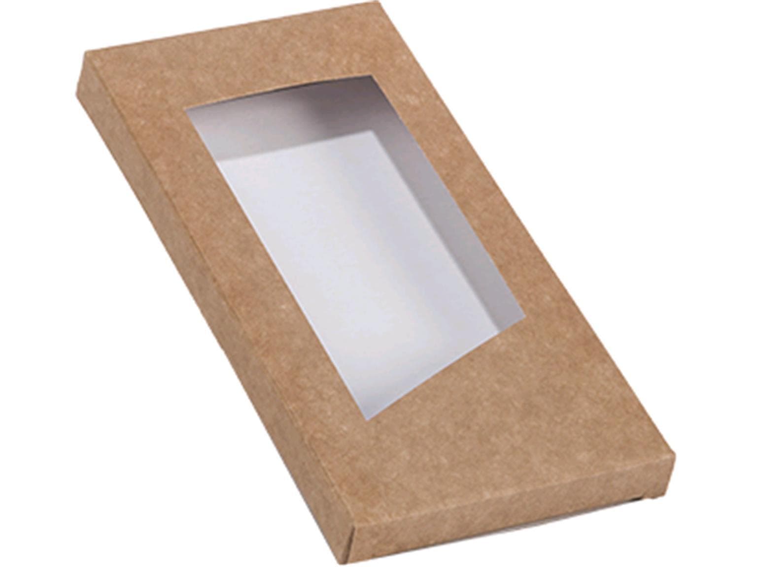 Fensterschachtel mit Öffnung, Kraft 160x80/14mm, flach geliefert für