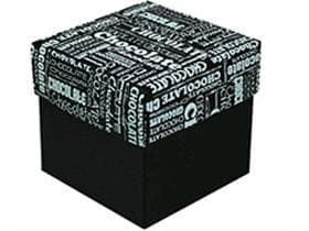 Kubus 250 gr, schwarz, Black&White 80x80/75mm, flach geliefert