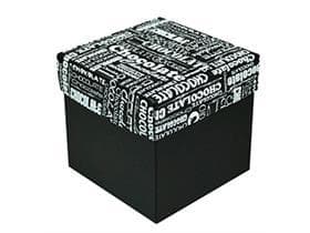 Kubus 500 gr, schwarz, Black&White 100x100/95mm, flach geliefert