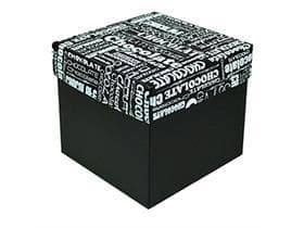 Kubus 750 gr, schwarz, Black&White 115x115/105mm, flach geliefert