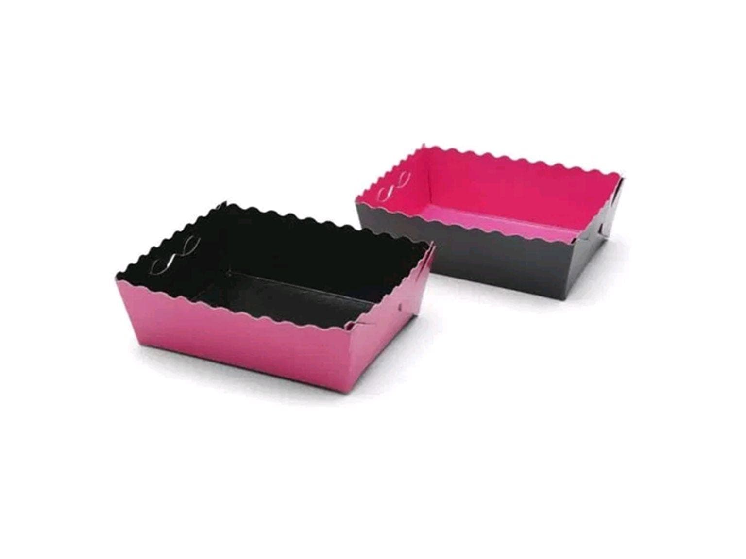 Boîte à dessert, 100x75x35 mm, rose/noir, livrée à plat
