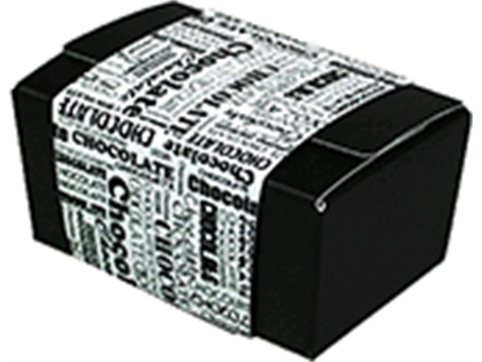 Ballotin 125 gr nero, Black&White 84x55/42mm, fascetta bianca