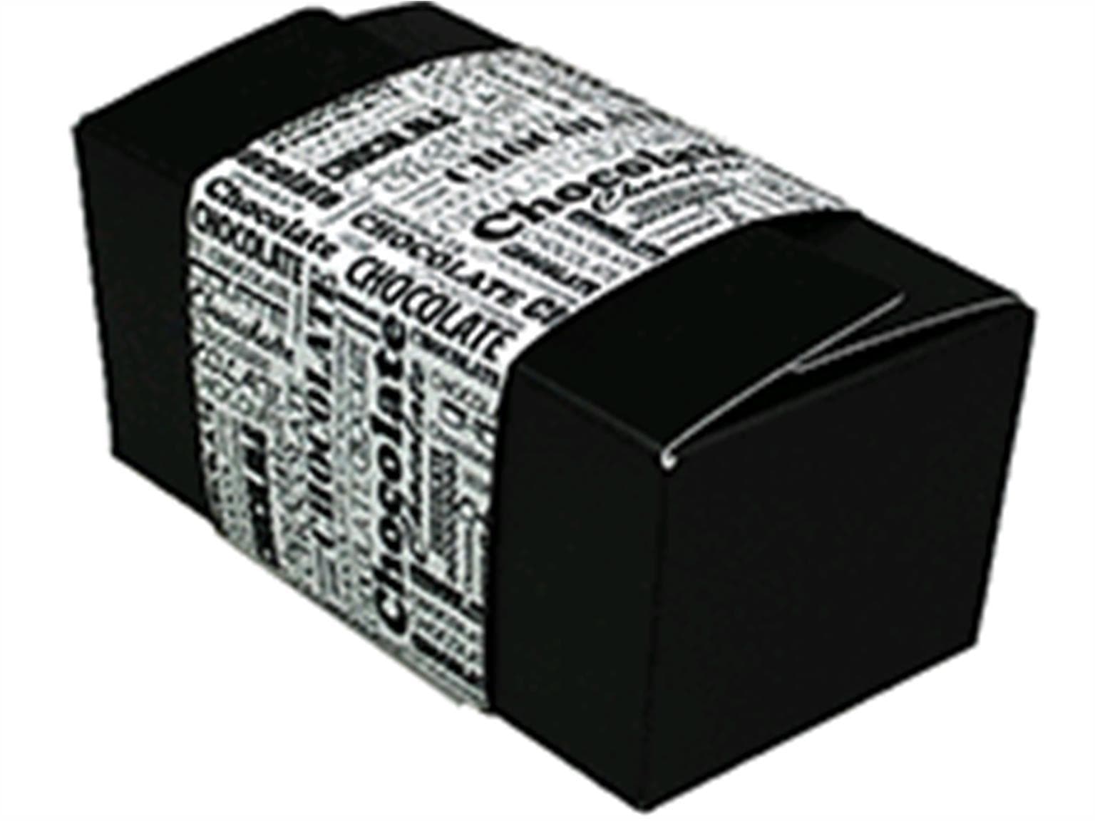 Ballotin 250 gr noir, Black&White 117x61/55mm, banderole blanche