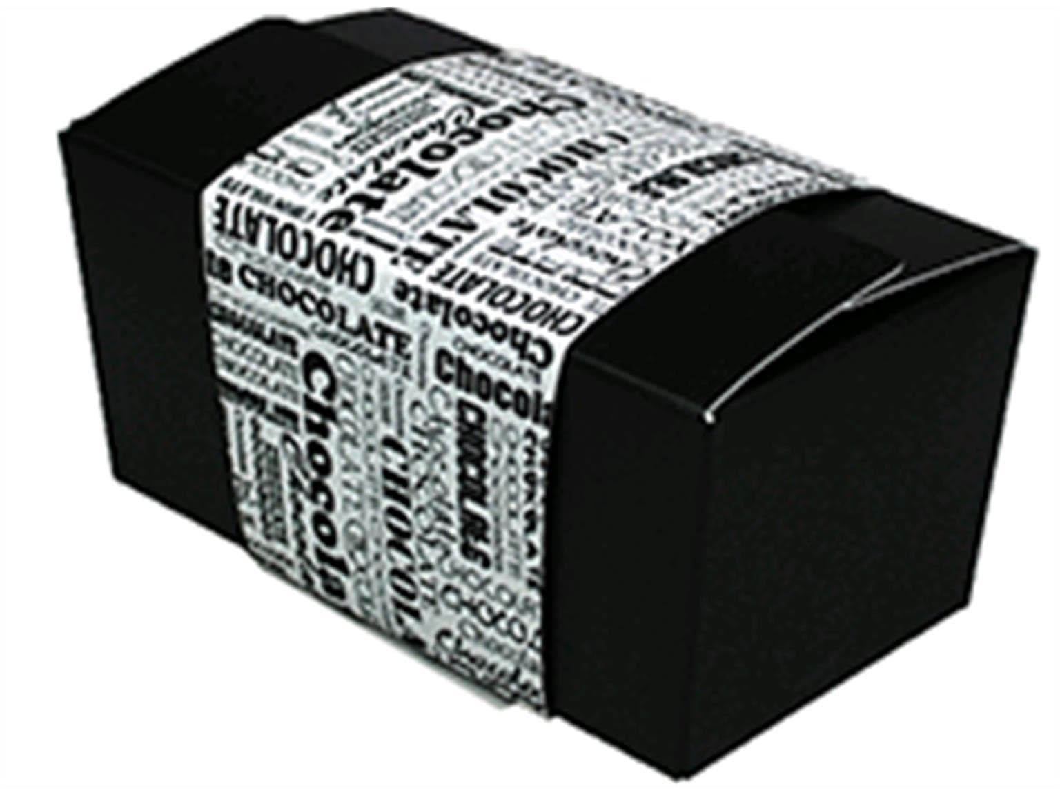 Ballotin 375 g nero, Black&White 126x68/62 mm, fascetta bianca