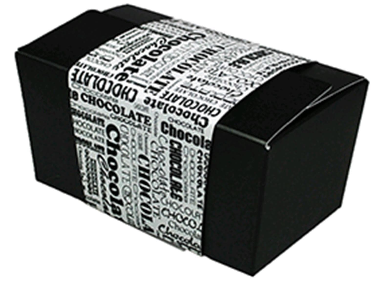 Ballotin 500 gr noir, Black&White 134x76/70mm, banderole blanche
