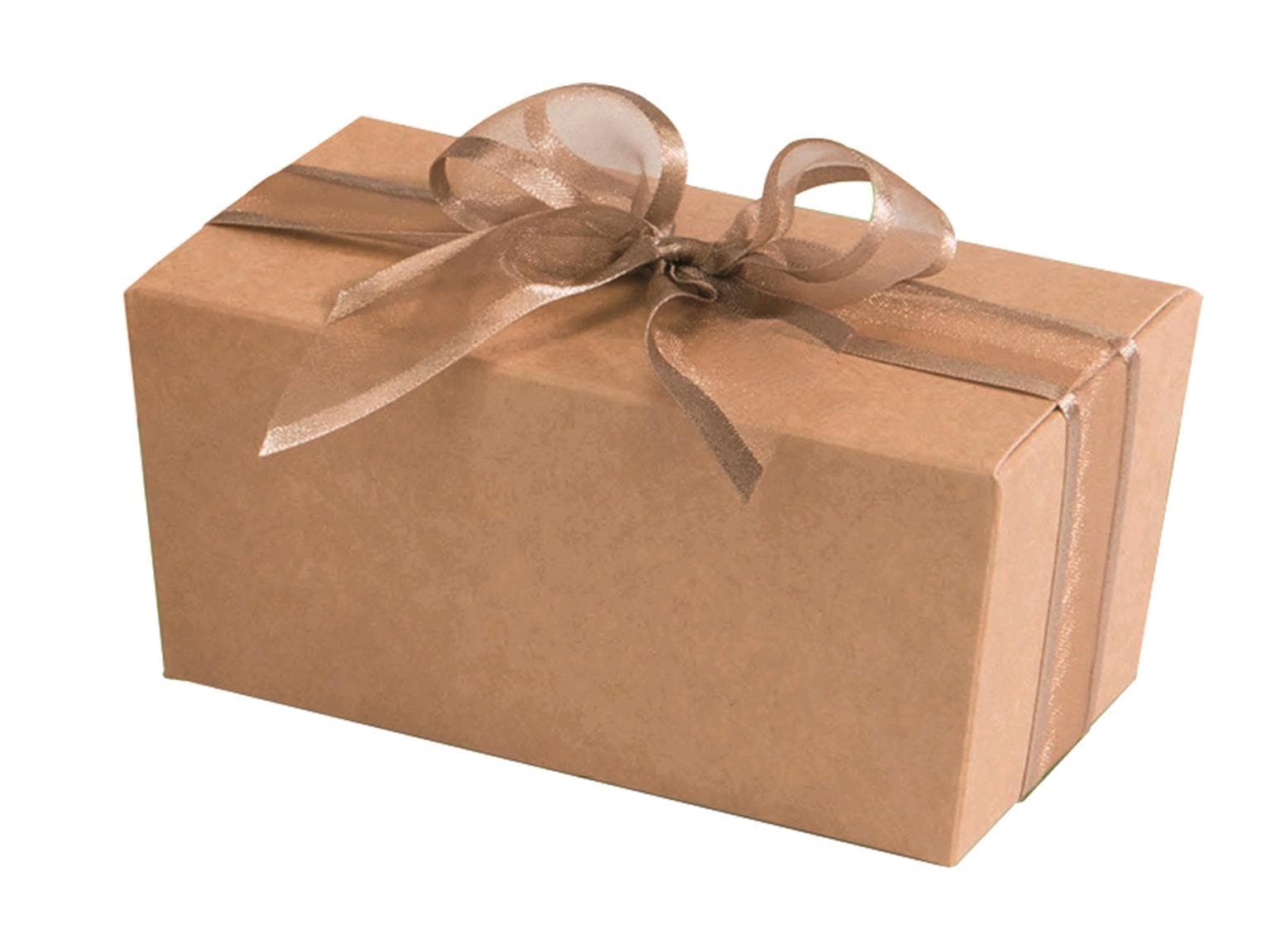 Ballotin 2 praline, Kraft 66x35/30mm, consegnate piatte