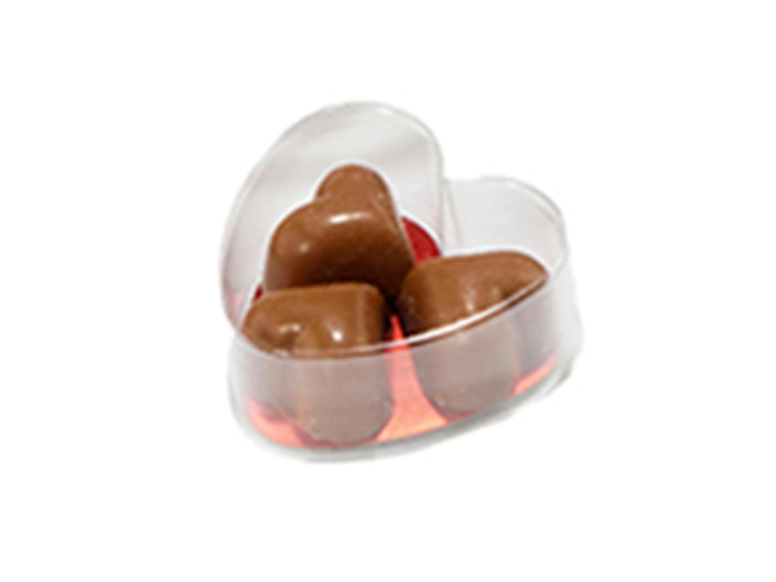 PVC, cuore mini, 70x70/30mm con cartoncino rosso