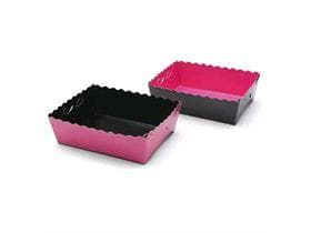Scatola per dessert, 100x75x35 mm, rosa / nero, consegnata piatta
