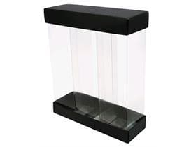 Set di scatole espositive, bianco e nero 3x 50x50/180 mm, nero