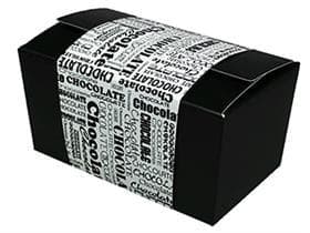 Ballotin 750 gr nero, Black&White 156x90/81mm, fascetta bianca
