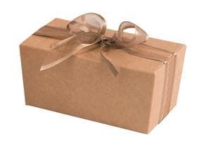 Ballotin 2 praline, Kraft 66x35/30mm, consegnate piatte